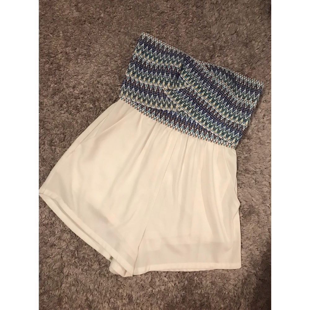 White strapless romper